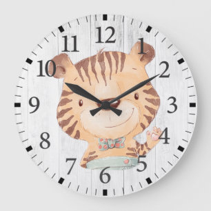 Cute Tiger Cub en Cravate Bow Horloge murale