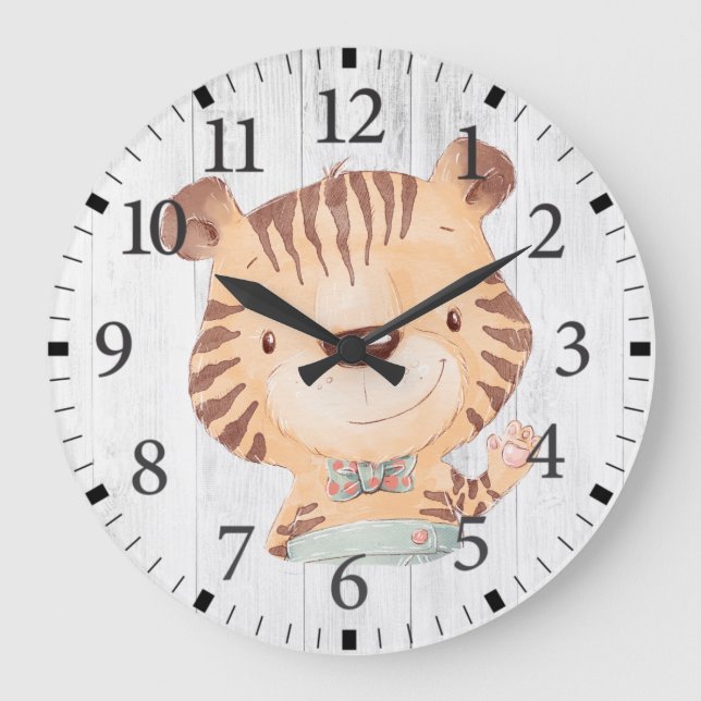 Cute Tiger Cub en Cravate Bow Horloge murale (Recto)