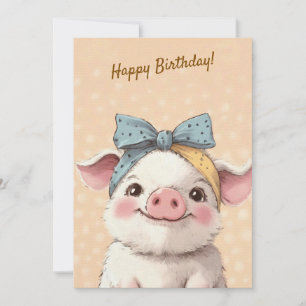 Cute Tiger with Bandana Kids Birthday Invitation