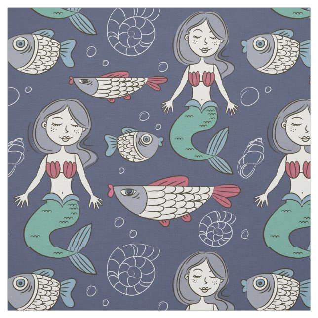 Cute tissu Motif de sirène (Échantillon)