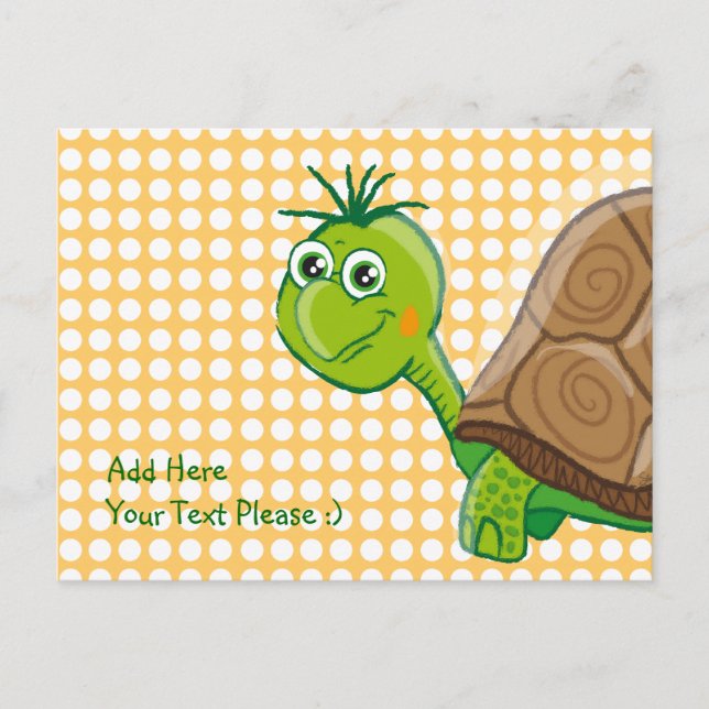 Cute Tortoise - Green Bubbles carte postale (Devant)