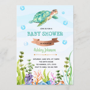 Cute tortue soirée thème invitation