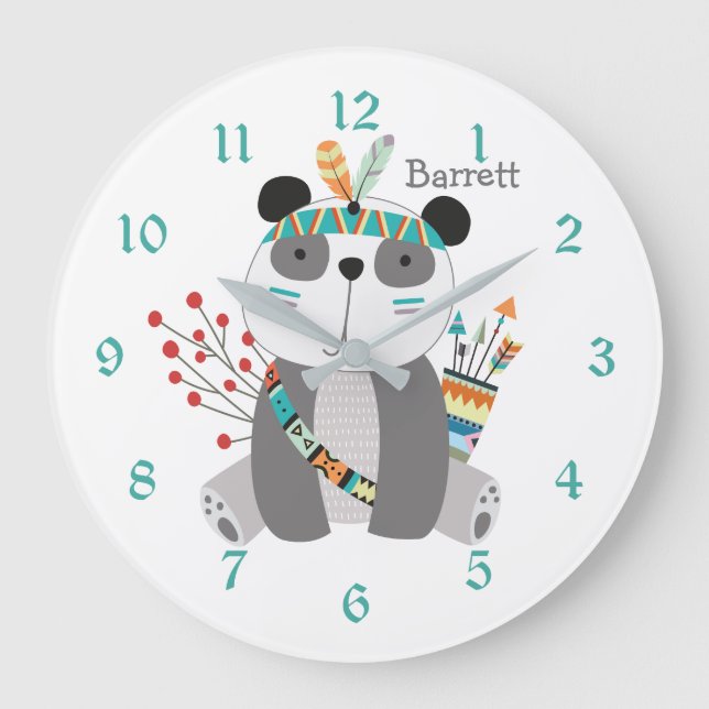 Cute Tribal Panda Bear Horloge Personnelle (Recto)