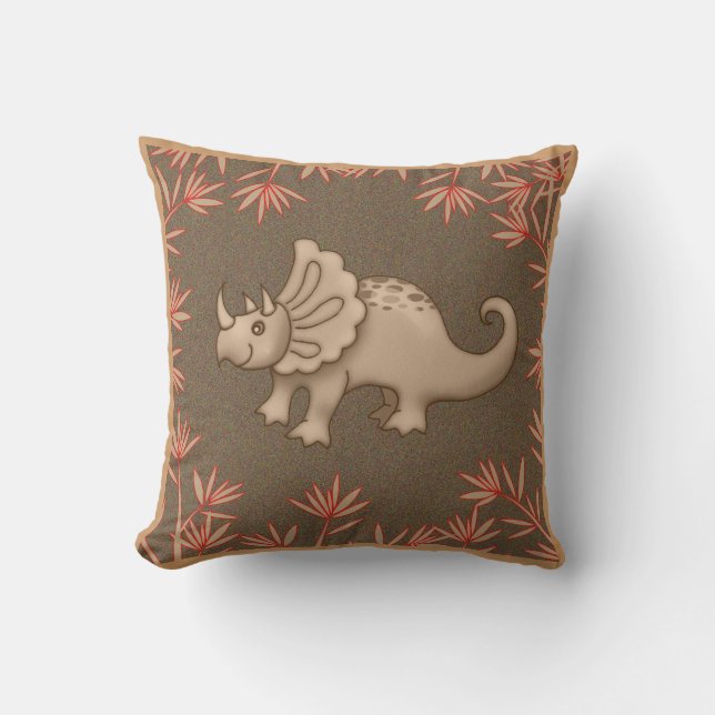 Cute Triceratops Dinosaur Coussin pour enfants (Recto)