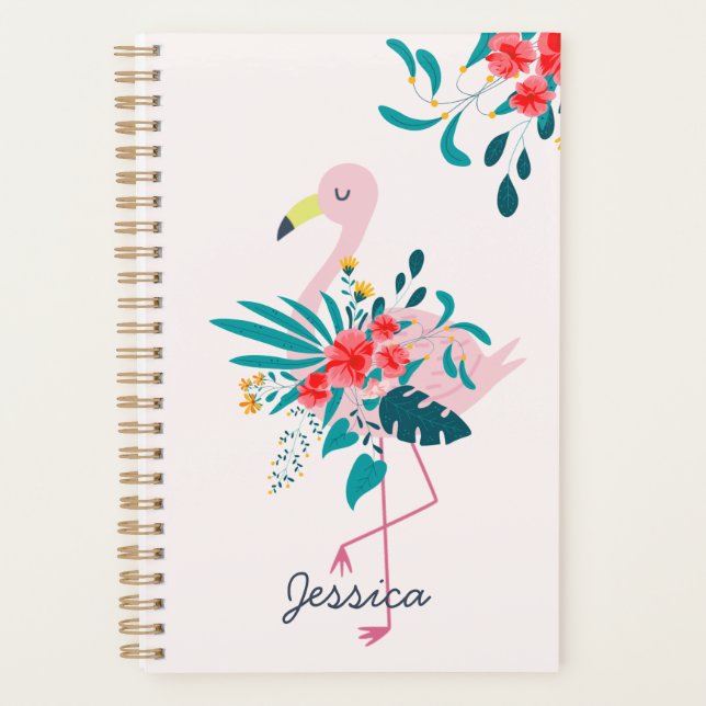 Cute Tropical Floral Flamant rose Personnalisé (Devant)