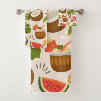 Cute Tropical Summer Pattern with Toucan and Fruit