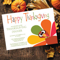 Cute Turquie Thanksgiving Dîner de fête Invitation