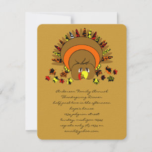 Cute Turquie Thanksgiving Dîner Invitation