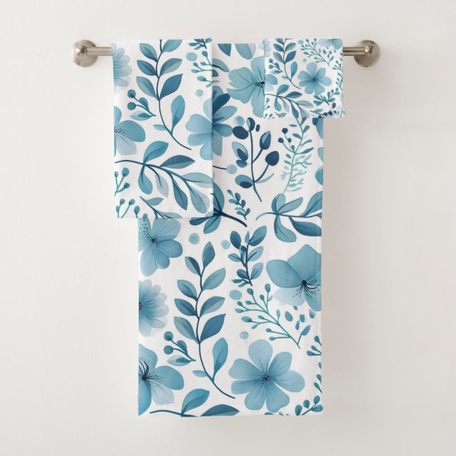 Cute Turquoise Turquoise Bleu Blanc Motif Floral (En situation)