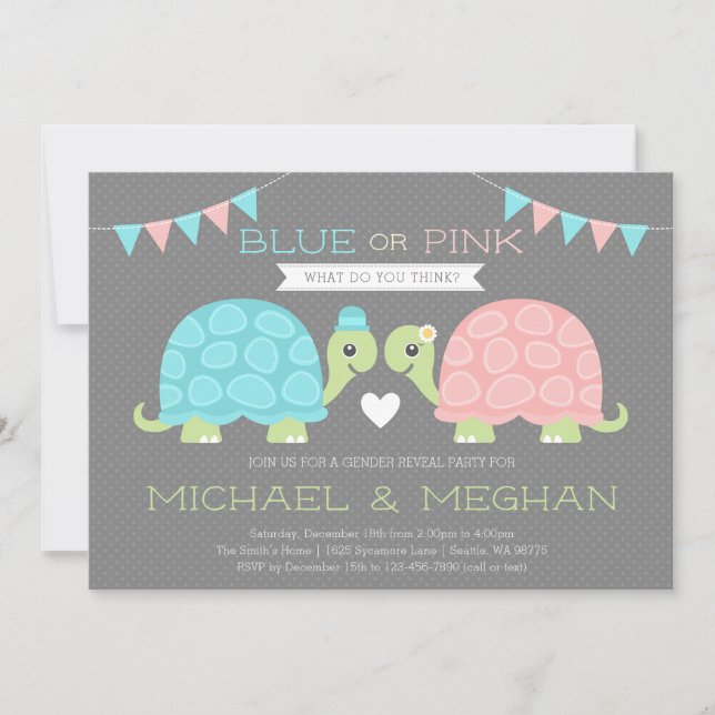 Cute Turtle Genre Reveillez Invitation (Devant)