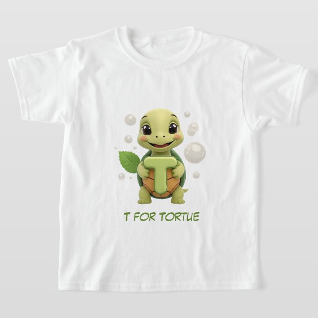 Cute Turtle Kids T-Shirt | T is for Tortue Alphabe (Poser)