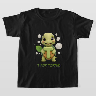 Cute Turtle Kids T-Shirt | T is for Tortue Alphabe