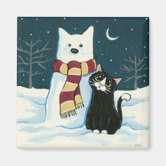 Cute Tuxedo Chat et Aimant Peinture Snowman