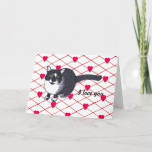 Cute Tuxedo Chat, Je t'aime Carte