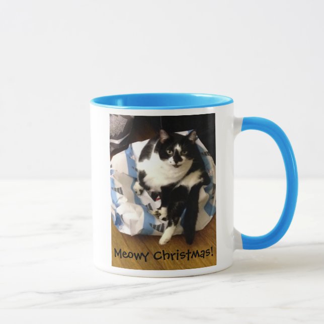 Cute Tuxedo Chat Noël Présente Mugs (Droite)