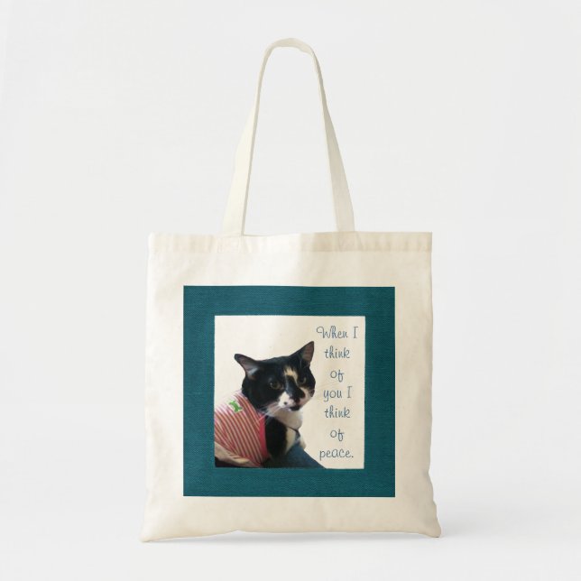 Cute Tuxedo Chat Pensez à la paix Canvas Sacs (Devant)
