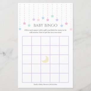 Cute Twinkle Little Stars Baby shower Bingo Jeu