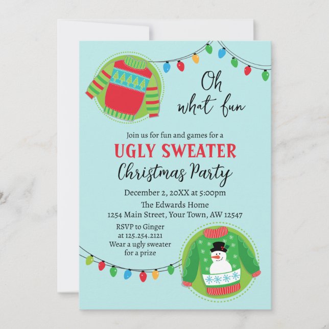 Cute ugly sweater Christmas Holiday Invitation (Devant)