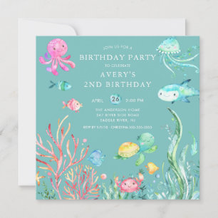 Cute Under the Sea Anniversaire Invitation