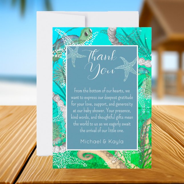 Cute Under the Sea Baby shower Carte de remercieme (Cute Under the Sea Baby Shower Thank You Card)