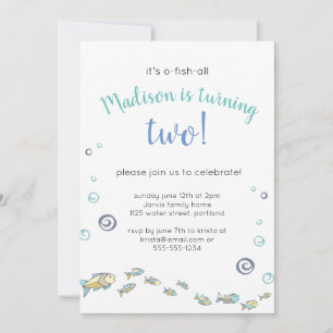 Cute Under the Sea Fish Invitation Anniversaire