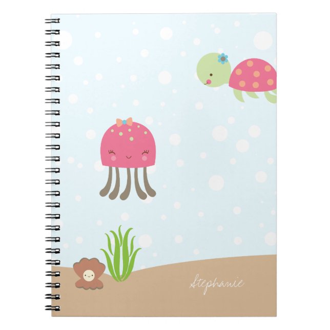 Cute under the Sea girls carnet personnalisé (Devant)
