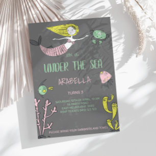Cute Under the Sea Mermaid Invitation Anniversaire