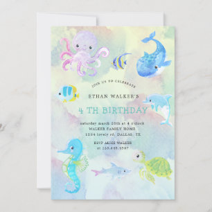 Cute under the sea watercolor Invitation Anniversa