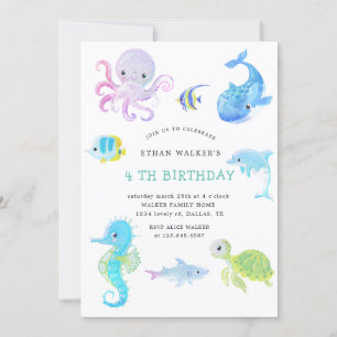 Cute under the sea watercolor Invitation Anniversa