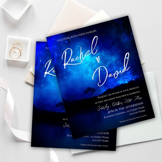 Cute Under the Stars Night Sky Faire-part de maria (Cute Under the Stars Night Sky Wedding Invitation)