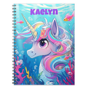 Cute Underwater Unicorn Mermaid Girl's Carnet