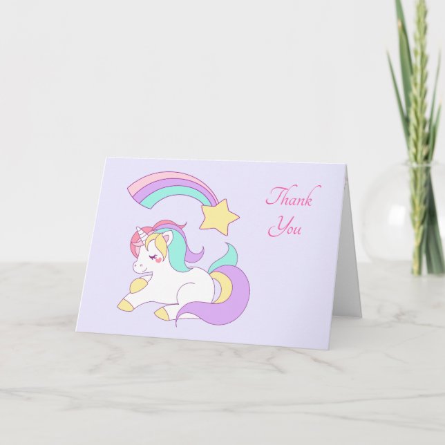 Cute Unicorn avec Merci d'étoile de tir coloré (Devant)