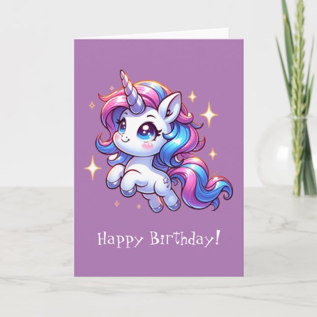 Cute Unicorn - Bonne carte d'anniversaire (Devant)