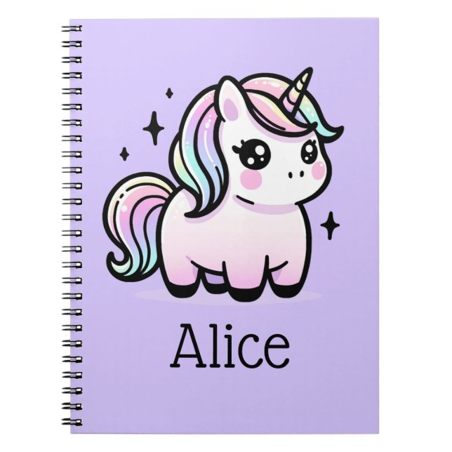Cute Unicorn Carnet personnalisé (Devant)