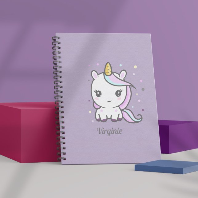 Cute Unicorn Carnet violet (Cute Unicorn Purple Notebook)