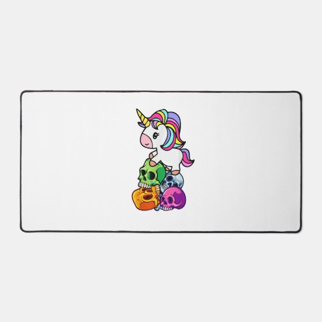 Cute Unicorn & Crânes Morts. Drôle Goth Emo Hallow (Recto)