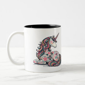 Cute Unicorn Floral Stars Café Mug