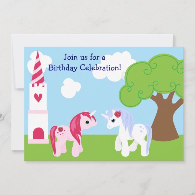 Cute Unicorn Invitation Anniversaire (Devant)