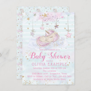 Cute Unicorn Invitations De Douche Pour Bébé
