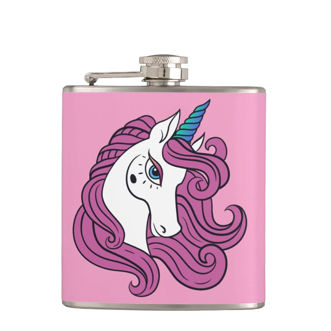 Cute Unicorn nom personnalisé & flacon couleur (Devant)
