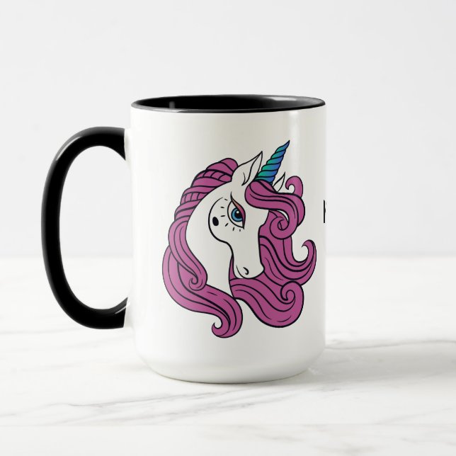 Cute Unicorn nom personnalisé tasses (Gauche)