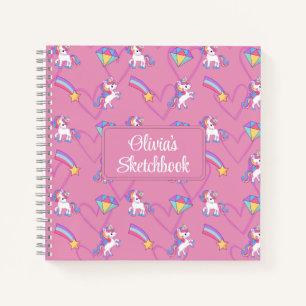 Cute Unicorn Personnalisé Girl Sketchbook Carnet