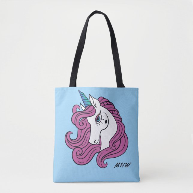 Cute Unicorn personnalisé monogramme & sacs couleu (Devant)