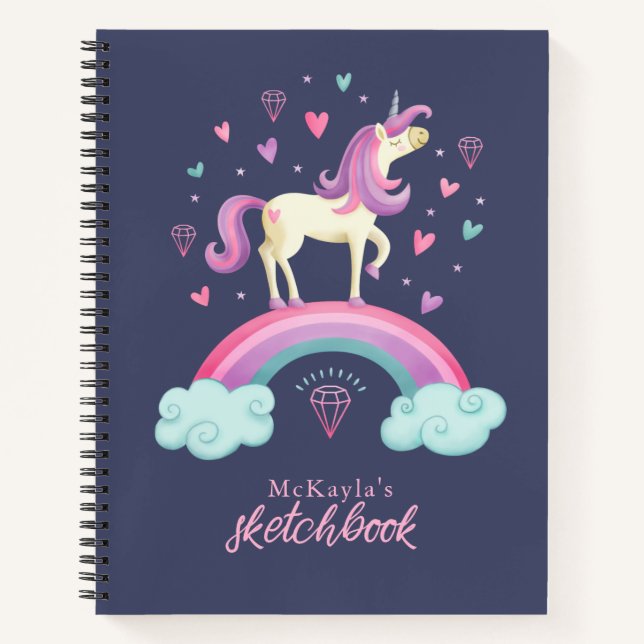 Cute Unicorn Rainbow Sketchbook Carnet (Devant)