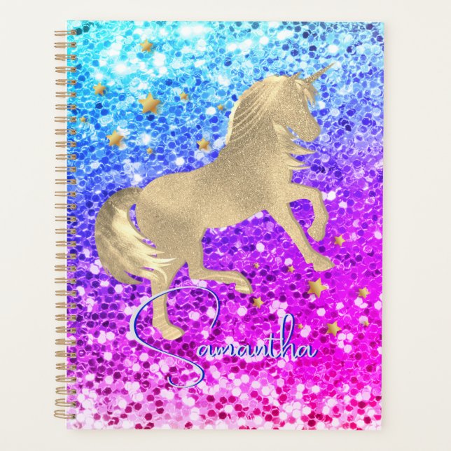 Cute unicorn rose Parties scintillant arc-en-ciel  (Devant)