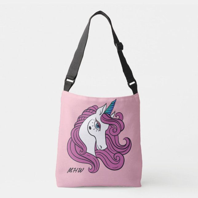 Cute Unicorn sacs monogramme personnalisés (Devant)