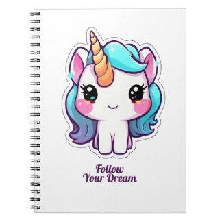 Cute Unicorn Spiral Carnet photo - Suivez votre D