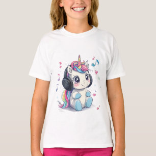 Cute Unicorne avec casque T-shirt