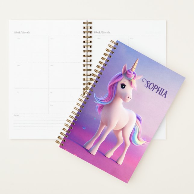 Cute Unicorne Blanche Avec Rose & Bleu Mane (Devant avec enveloppe)
