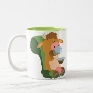 Cute vache caricaturale et une belle Mug de Cuppa
